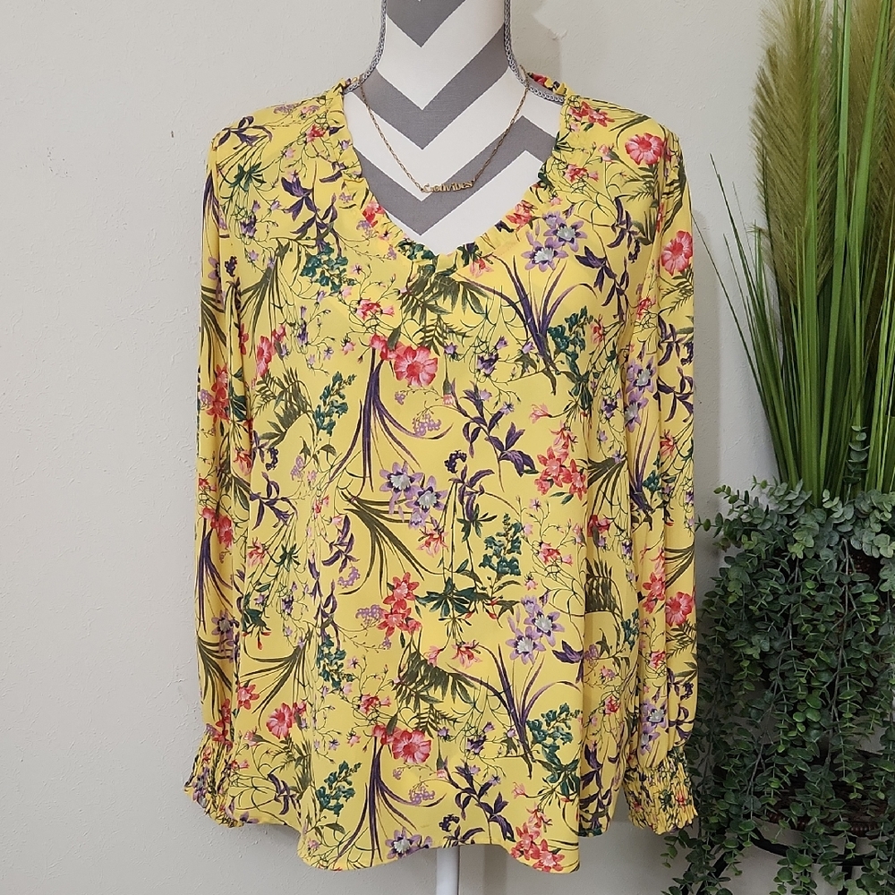 Counterparts Yellow Floral Print Blouse